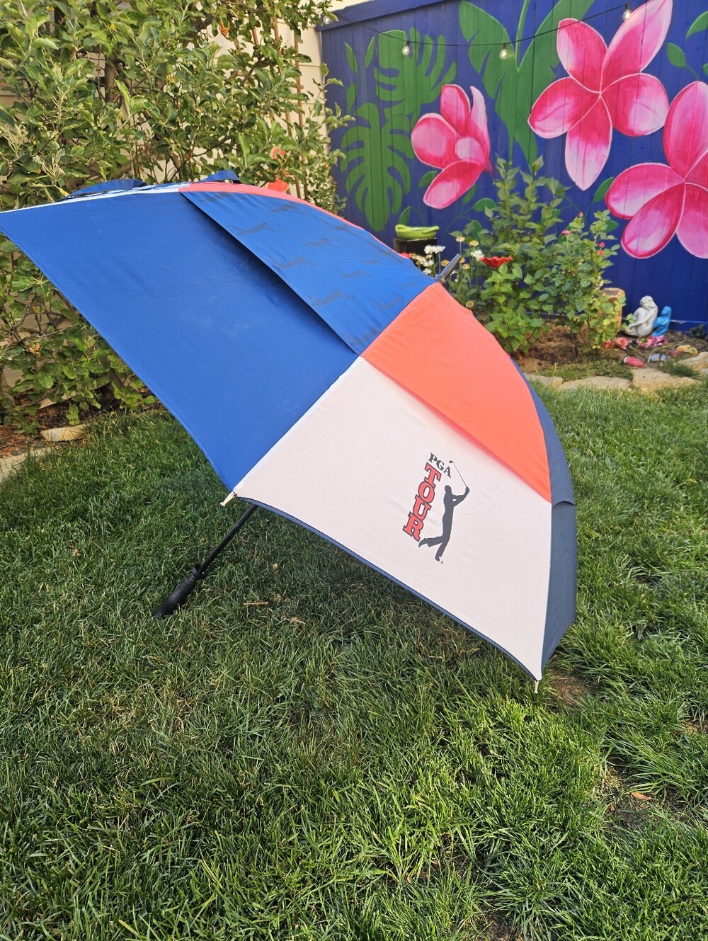 PGA Tour Blue, Red and White Golf Umbrella with Logo